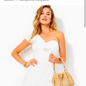 Arlana One-Shoulder Romper Size 10 in Resort White Caliente NWT